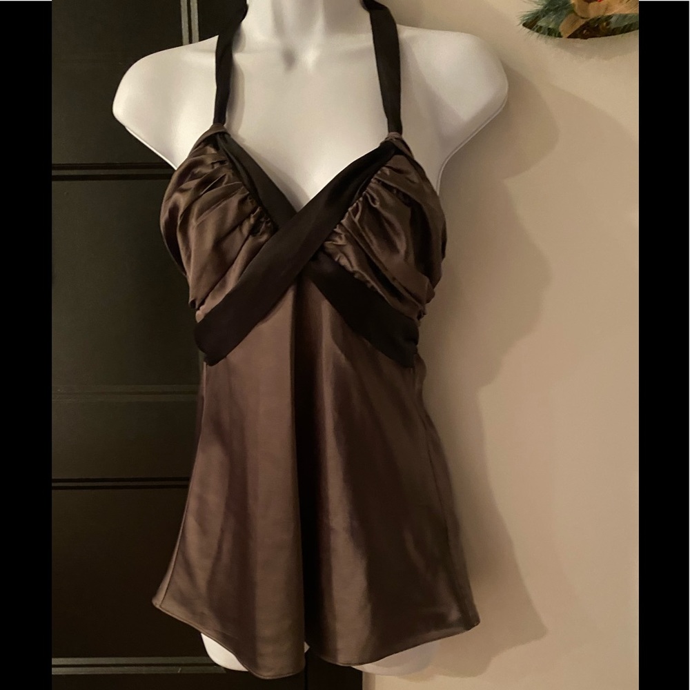 96% polyester 4% silk halter top